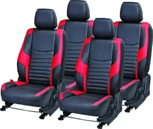 Khushal Leatherite Car Seat Covers Designer Front and Back Seat Cover Set for Maruti Alto 800 Black/Red Alto 800 2016 to 2018 Model