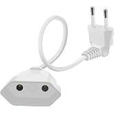 HuaLiSiJi European Extension Cable 2.5 A 250 V European Plug 90 &deg; European Short Extension Cable for Household Appliances, Ch