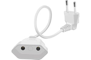 HuaLiSiJi Cable Alargador Europeo 2,5A 250V Alargador Enchufe Europeo 90° Cable Extension Corto Europeo, para Electrodomésticos, Enchufes de Carga, Televisores, Computadoras, Lámparas (Blanco, 0.3m)