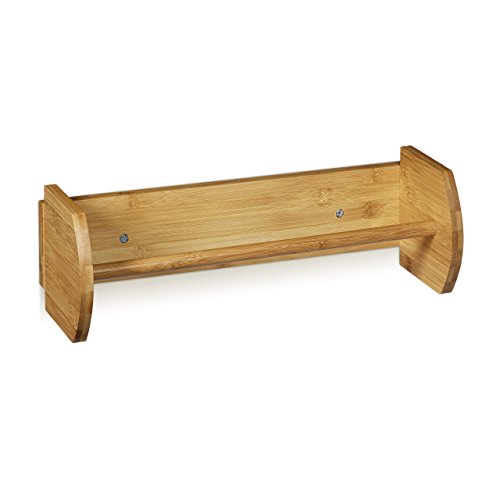 Relaxdays Wand Küchenrollenhalter Bambus HBT: 12 x 37 x 13 cm Papierrollenhalter Holz zur Wandmontage als Spender und Halter für Küchenrolle Küchenrollenspender sowie Haushaltsrollenhalter, natur - 2