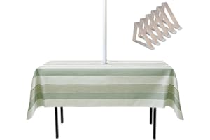 SYLC Nappe avec Trou pour Parasol, Nappe De Table étanche, Nappe D'Extérieur avec Fermeture éclair pour La Soirée De Jardin Et Le Barbecue (Rectangle 150 × 213 cm,Rayures)