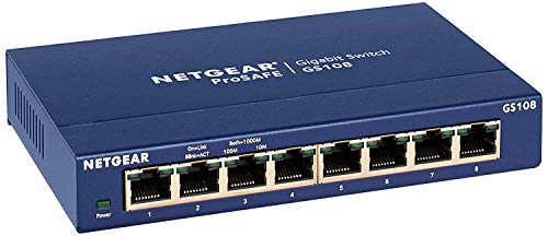 Netgear GS108GE Switch Ethernet Gigabit 8 Porte, Switch Unmanaged, Assistenza a vita ProSafe, Versione Desktop in metallo