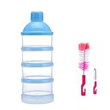 KAMIERFA Baby Milk Powder Dispenser Blau mit Flaschenbuersten-Set