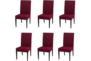 CEEBOO xinfe Coprisedie con Schienale 6 Pezzi, Elasticizzato Universali Copri Sedie Soggiorno Cucina Coprisedia Sala da Pranzo (Bordeaux)