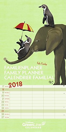 Preisvergleich Produktbild Fab Funky 2018 - Terminkalender, Wandkalender, Familienplaner - 23 x 45,5 cm