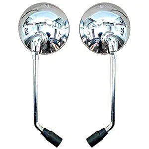 Generic Compatible with Royal Enfield Bullet Mirror - Round Rear View Side Mirror for Classic 500 Meteor Bullet 350 Himalayan Interceptor Continental GT 650 Thunderbird 350x (Chrome Pack of 2)