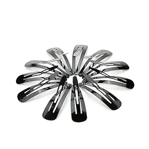 HOME REPUBLIC-12pcs TIK TAK Women Black Color Metal BB Hair Snap Clips Kids Girls Simple Hairpins Barrettes Headbands for Women Hair Accessories