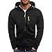 Produktbild Challeng Herren Sweatshirt Zip Hoody,Langarmshirt Mode Slim Fit Shirt Heißer (L, Schwarz)