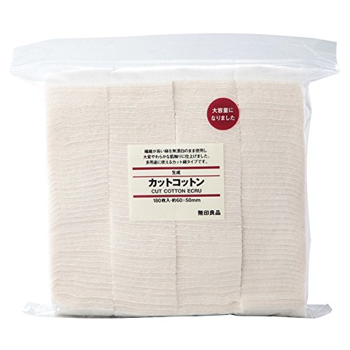 MUJI Makeup Facial Soft Cut Cotton Unbleached 60x50 mm 180pcs