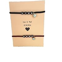 2x Freunschaft Armband Partnerarmband mit Wunschnamen Personalisiert Nazar Auge