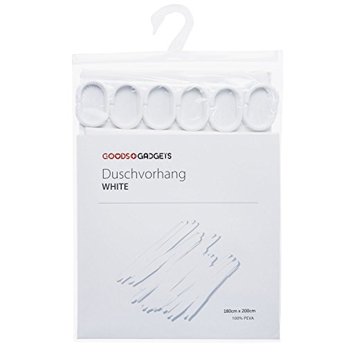Weißer Duschvorhang PEVA | Badewanne Duschvorhang Anti-Schimmel PVC-frei & umweltfreundlich | Wannenvorhang 180×200 cm Badewannenvorhang weiß - 5
