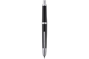EROFA Jinhao 20 Series Press Fountain Pen, Piano Black Retractable Fine Nib with Ink Converter Set (Silver Clip)