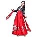 Produktbild AIFHF Womens Vintage Kostüm, chinesische Kleid Chiffon Hanfu für Frauen Langarm für Party, Foto-Shooting Kleidung Dance Kostüme Lotus Printing,Red-XL