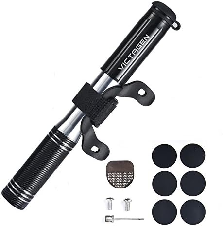 Victagen’s Portable, Mini Bike Tire Pump Including FREE Tire Levers, Glueless Patches, Mount Kit, Frame Mount, Schrader &amp; Presta Valve For Quick and Easy Installation