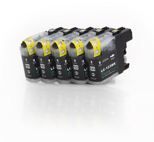 5x schwarz XL Druckerpatronen (LC-121BK/LC-123BK) kompatibel zu BROTHER mit CHIP für Brother DCP-J752DW MFC-J870DW J6920 DW J4110 DW J4410 DW J4510 DW J4610 DW J4710 DW