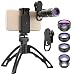 Produktbild SHIZHESHOP Shishehehop 6-in-1-Handy-Kamera-Objektiv-Set mit 16 x Teleobjektiv + Fischaugen-/Sternfilter, CPL/Weitwinkel/Makro-Objektiv mit Stativ für iPhone, Samsung, die meisten Smartphones