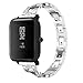 Produktbild Bescita Edelstahl Armband | X Typ Diamant Luxuriöse Mode Ersatz Uhrenarmband Metall Strap Stahlgürtel Uhr Erstatzband Wrist Band für Jugend-Uhr Xiaomi Huami Amazfit Bip (20mm) (Silber)