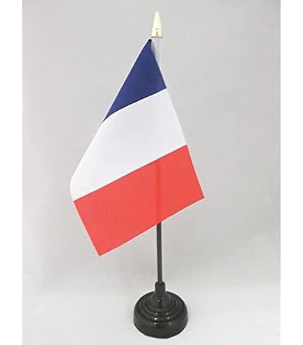 Drapeau De Table Isère 21x14 Cm - 100% Polyester - Avec Hampe 25 Cm Et Socle Noir - Décoration Bureau, événements - Marque AZ FLAG