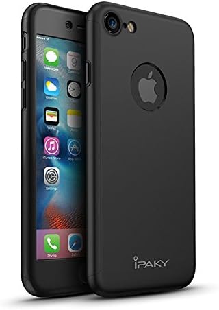 Iphone 7 Case,IPAKY® All-around Protective Premium Matte Dual Layer Hard Cover with Tempered Glass Screen Protector for iPhone 7(4.7) - Black