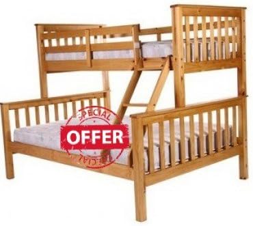 BOTTOM BUNK 4 FOOT 6" SOLID &amp; STRONG TRIPLE SLEEPER - PINE