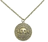 Material: Metall Neuheit Gold-Ketten Für Frauen Karibik Filme Verflucht Aztec-Münzen-Medaillon-Halskette Schädel-Muster-Münze Anhänger Mit Halskette