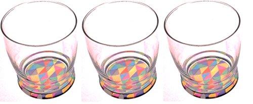Cerve Set of 3 Wide Mouth Glass Tumblers Unique Design Made in Italy 340ml