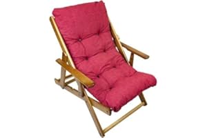 MAURY'S IL NUMERO UNO DEL RISPARMIO MAURY'S Poltrona Sdraio Relax Comodona in Legno 3 posizioni con Cuscino Imbottito Adatta a Ogni Ambiente (Classic Rosso)