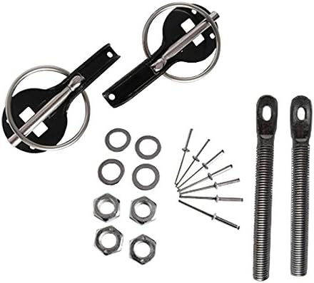 STR Racing ProductsUniversal Quick Release Bonnet Pins/Engine Hood Lock, Slide Plated, Black/Blue/Red/Silver (Black)