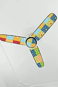 NEUF PVC Waterproof/dust Proof Three Blade Ceiling Fan Blade Covers,Fan Cover,Multicolor Floral Printed