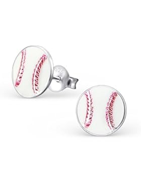 Kinder Silber Baseball Bunter Ohrstecker
