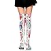Produktbild gthytjhv Adorable Owls In Vertical Line Flower Strings Vibrant Spring Colors Over Knee High Socks Comfortable Stocking Perfect Gifts Unisex