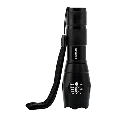 SEBSON® LED Taschenlampe, dimmbar, 2 Blinkmodi, hell 650lm, schwarz, batteriebetrieben, LED Handlampe - 2