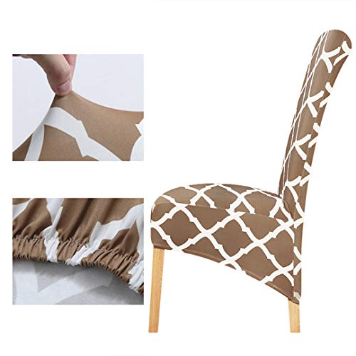 Tireyeres Printed Long Back Chair Cover Europe Style Seat Covers Chair Covers Hotel Party Banquet Home Decoration Beige XL Size