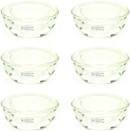 Hosley Set of 6 Chunky Clear Glass Large Tea Light / LED Candle Holder - 3.5" Diameter. Ideal for wedding gifts and special occasions, parties, Spa, Aromatherapy, Spa, African Violet Mini Pots O6.