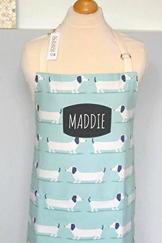 Kid's Apron - Dachshund Apron, Dog Apron, Ochre or Duck Egg, Add Chef Hat for Supplement
