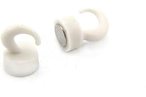 FIRST4MAGNETS White Plastic Mini Magnetic Hooks for Fridge, Office, Whiteboard, Noticeboard, Filing Cabinet - 12mm Dia x 20mm Tall - 1kg Pull - Pack of 2