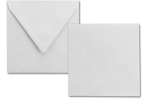 NEUSER PAPIER Lote de 50 sobres cuadrados (100 g/m², 150 x 150 mm, cierre en húmedo), color blanco