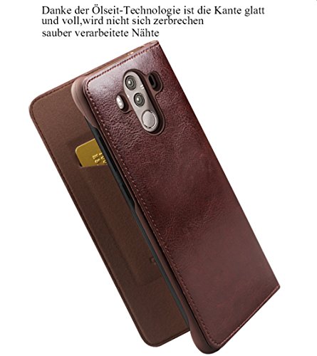 Echtleder Klapph  lle f  r Mate 10 Pro  Vintage und Business Serie mit Kartenfach  Flip Smart Cover Rindsleder Ultraslim Handytasche f  r HUAWEI Mate 