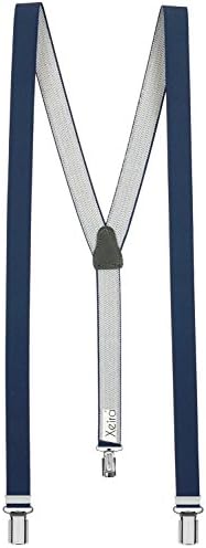 High Quality Xeira® Trouser Braces / Suspender with 3 very Strong Clips - Made in Germany with real Leather (Dark Blue - Style 923, 4XL - 150cm)