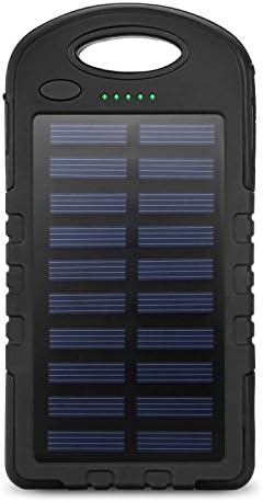 CYSPSZ Solar Charger Rain-resistant Dirt/Shockproof, Solar External Battery Pack, Dual USB Port 10000mAh Portable Solar Power Bank With LED Lights. (black)