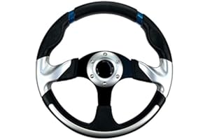 Pactrade Marine Boat Pontoon Non- Magnetic Steering Wheel Aluminum Frame Polyurethane (PU) Sleeves 3 Spokes 12-1/2" Diameter Aluminum Hub with 3/4" Tapered Bore (Black)