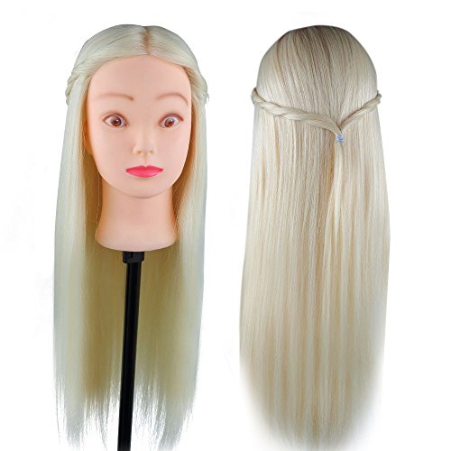 Hairdressing Mannequin 50% Real Human Hair 26 Inch,CoastaCloud Professional Training Head Model Hairdresser Human Hair with Clamp