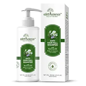 Earth Science Ayurveda Anti Hair Fall Shampoo with Rosemary Oil , No SLS, Paraben Men or Women 200 ml Pack of 1