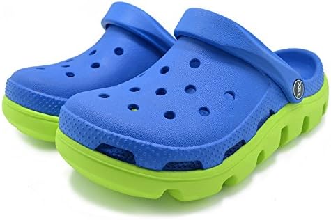 Polliwoo Unisex Children Back Strap Sandal Girls Boys Garden Beach Yard Shower Mules EVA Clog Shoes Slippers (2 UK, Navy Blue)