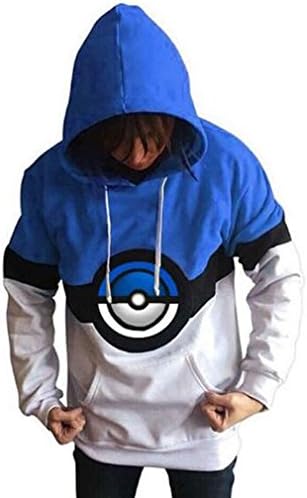 WTUS Women Colourful HD Pokemon Elf Ball 3D Printed Pullover Unisex Harajuku Long Sleeve Casual Sweatshirt Hooded Blue
