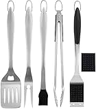 Romanticist 6PC Ensemble d'outils pour Barbecue Robuste - Accessoires pour Barbecue en Acier Inoxydable - Premium Accessoires Barbecue pour Papa Cadeau d'anniversaire