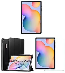 Samsung Galaxy Tab S6 Lite (10.4 inch, RAM 4 GB, ROM 64 GB, Wi-Fi+LTE), Oxford Grey + Cover + 1 Pack Tempered Glass