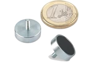 MAGNOSPHERE 10 x Aimant en pot en ferrite Ø 16,0 x 4,5 mm filetage M4 x 6 - tient 1,8 kg - 10 pièces - Aimants avec base en métal avec tige filetée