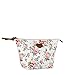 Produktbild SIX Hübsche Schminktasche: Canvas Kosmetiktasche mit Flower-Print, weiß, Kunstleder Herz-Applikation, pflegeleicht, Reißverschluss (129-638)