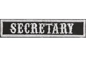 SOA sw, SECRETARY Namensschild Rangabzeichen Motorad Kutte Patch Aufnäher